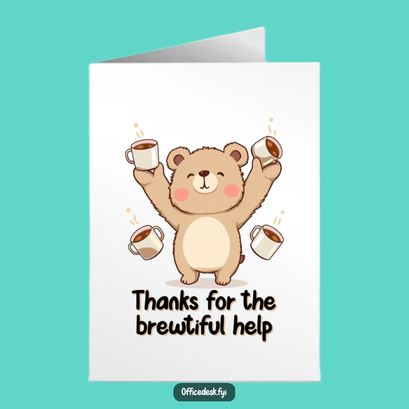 Free Printable Bear Thank You Card: Funny Coffee Bear Greeting, Heartfelt Downloadable Gift