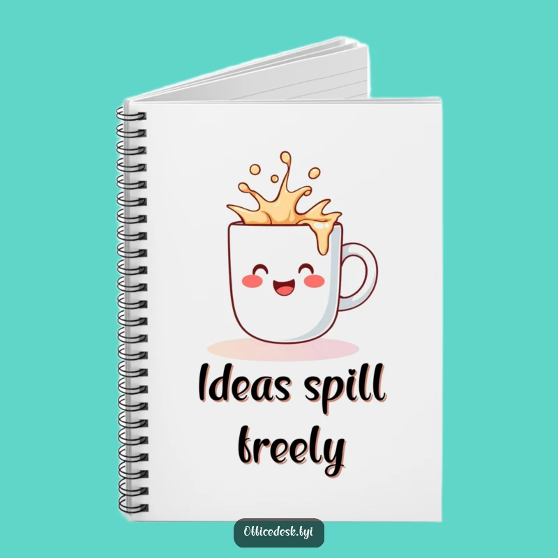 Funny Coffee Mug Spill Notebook - Jot Down Notes with Cheerful Energy