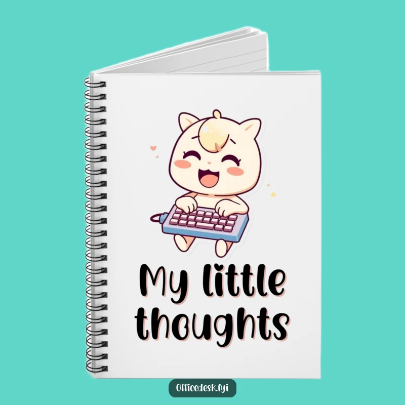 Typing Fun Notebook: Cheerful Character on Mini Keyboard, Journal Funny Gift