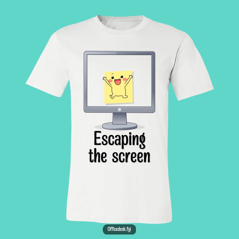 Funny Note Jumper Tee: Energetic Character Leap, Humorous Office Gift