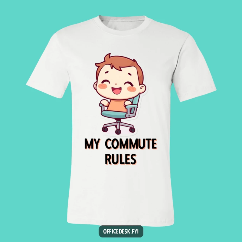Funny Office Chair Rider T-Shirt: Tiny Character's Hilarious Desk Adventure