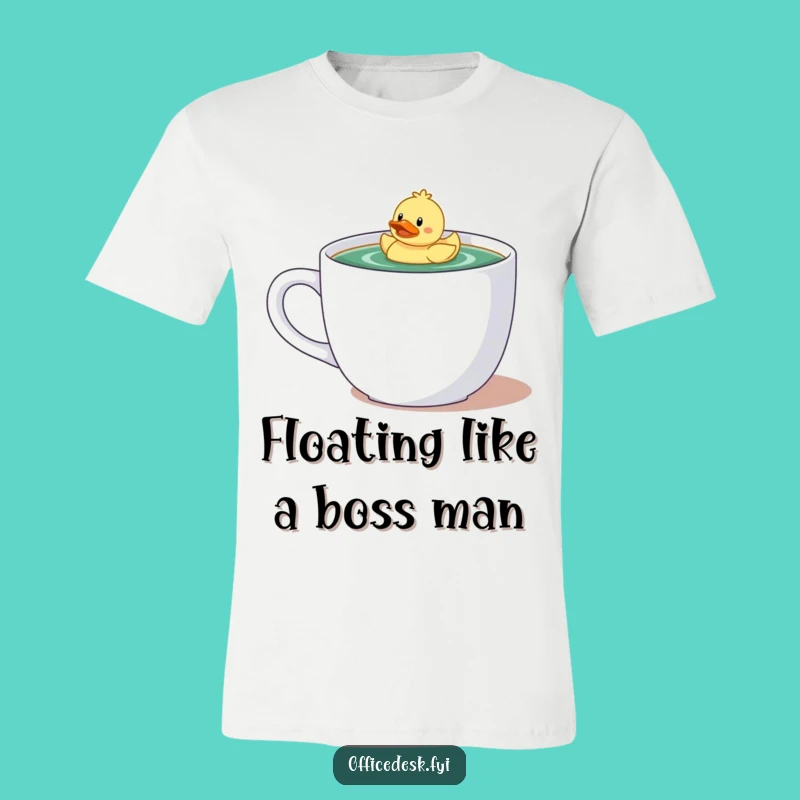 Funny T-Shirt: Tiny Duckie Floats Happily in Giant Coffee Mug, A Quirky Tee