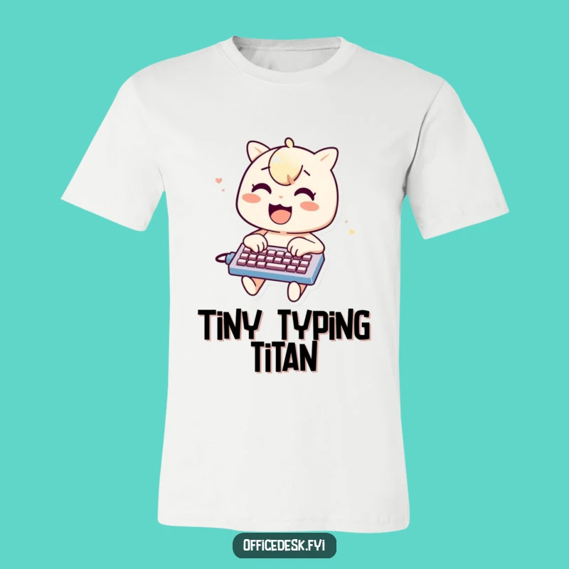 Typing Fun T-Shirt: Cheerful Character on Mini Keyboard, Great Funny Gift