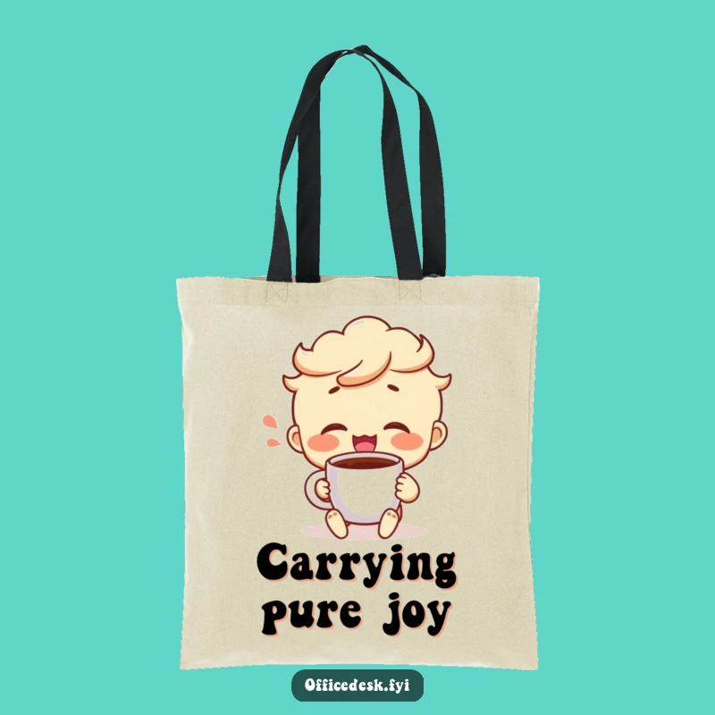 Funny Coffee Victory Tote Bag - Cheerful Character's Carry-All, Ideal Gift