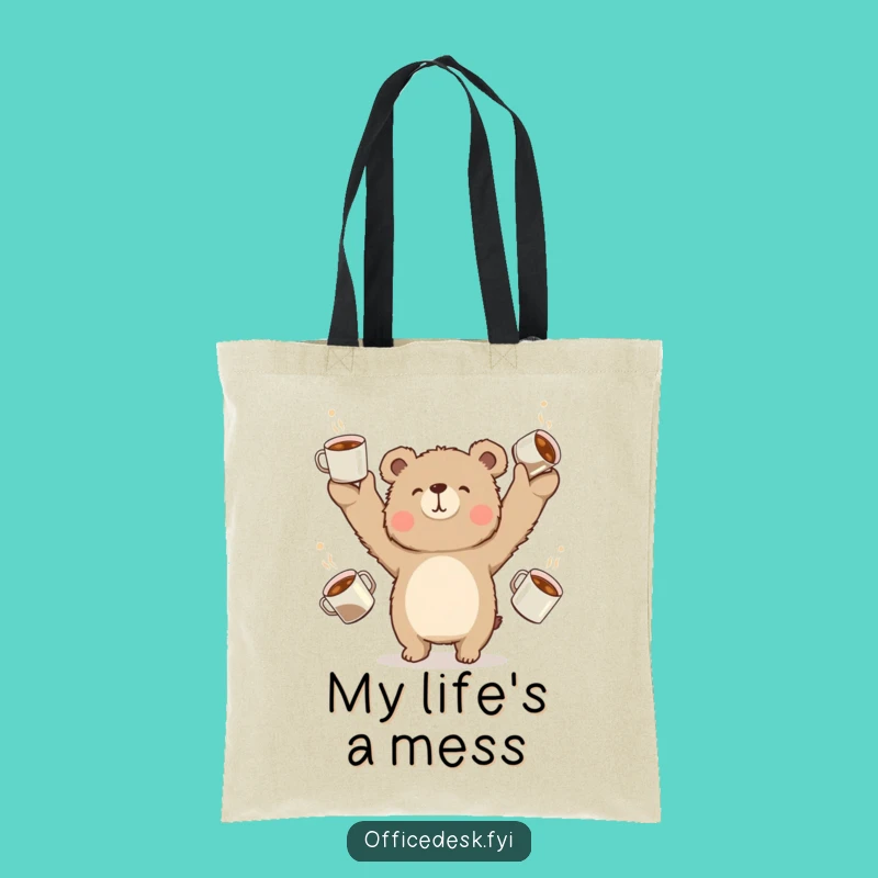 Funny Bear Coffee Juggling Tote Bag: Hilarious Accessory for Coffee Addicts