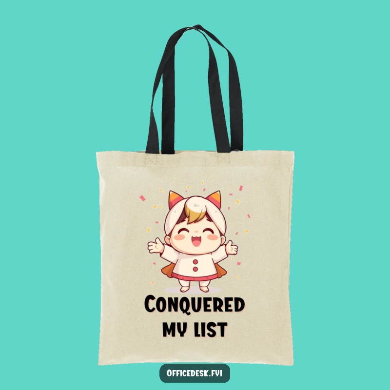 Funny Confetti Tote Bag: Happy Character Task Complete, Versatile Carry-All Gift