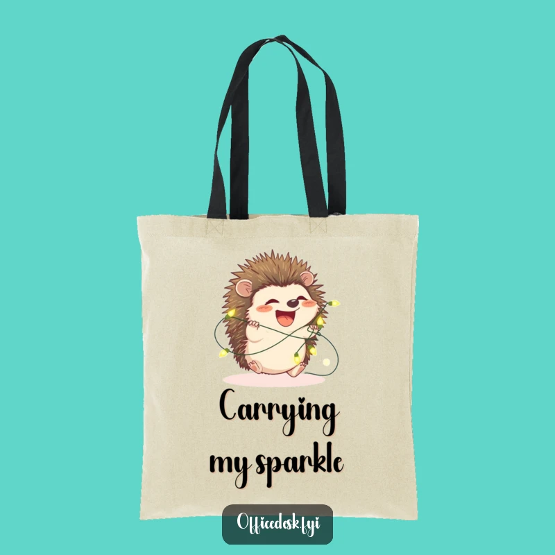 Funny Hedgehog Fairy Lights Tote Bag - Charming & Hilarious Carry-all