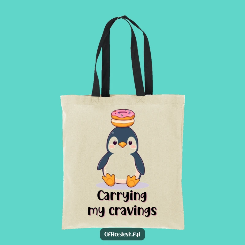 Funny Penguin Donut Stack Tote Bag: Hilarious Accessory for Treat Lovers