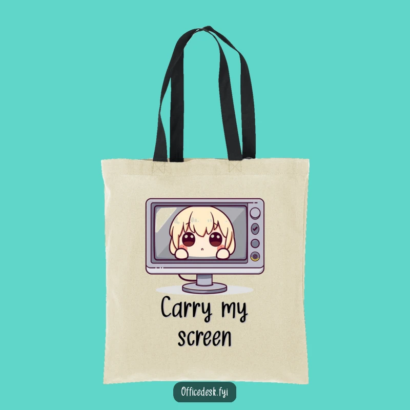 Funny Tote Bag: Giant Monitor Peek Tote - Perfect Gift!