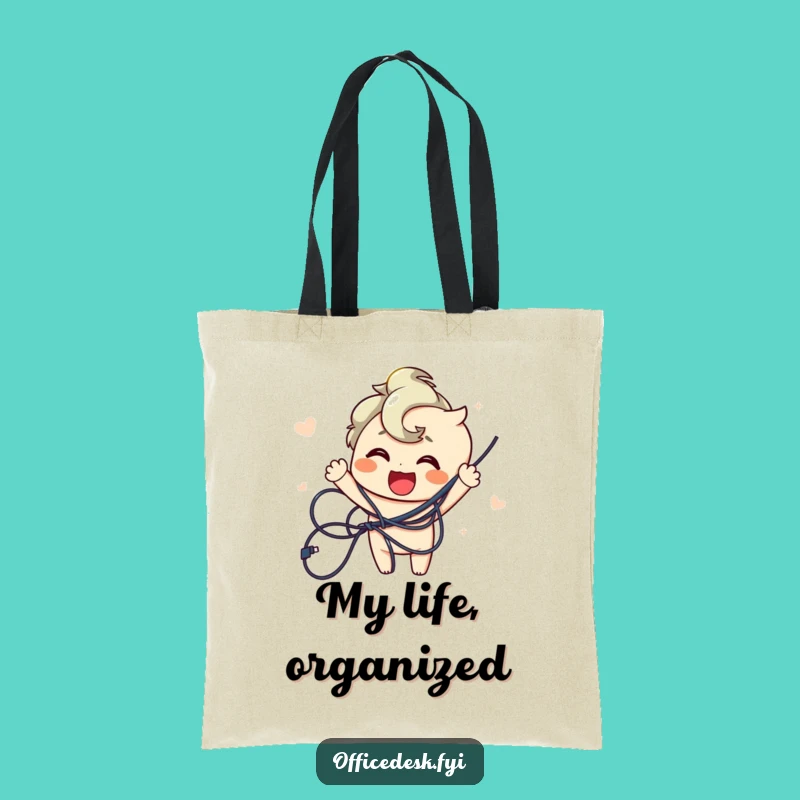 Funny Wire Untangler Tote Bag - Joyful Character's Haul, Ideal Gift